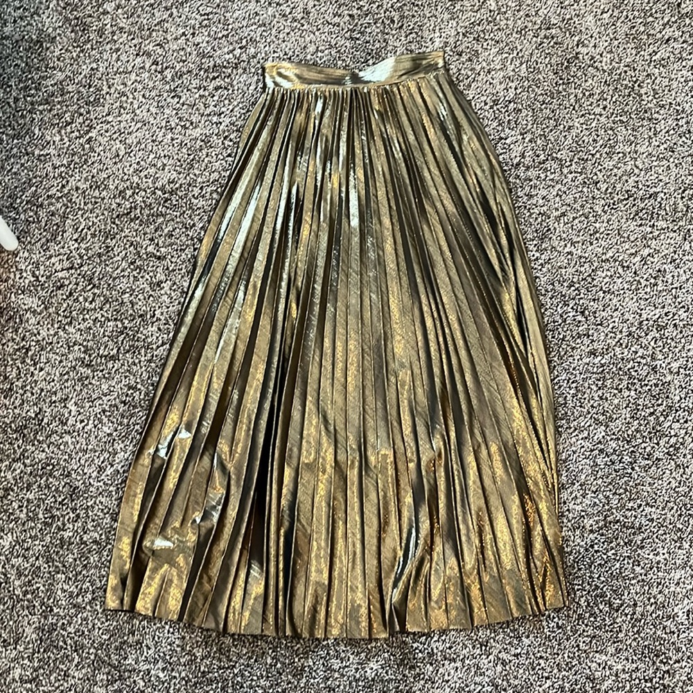 Gold Pleated Skirt for Women